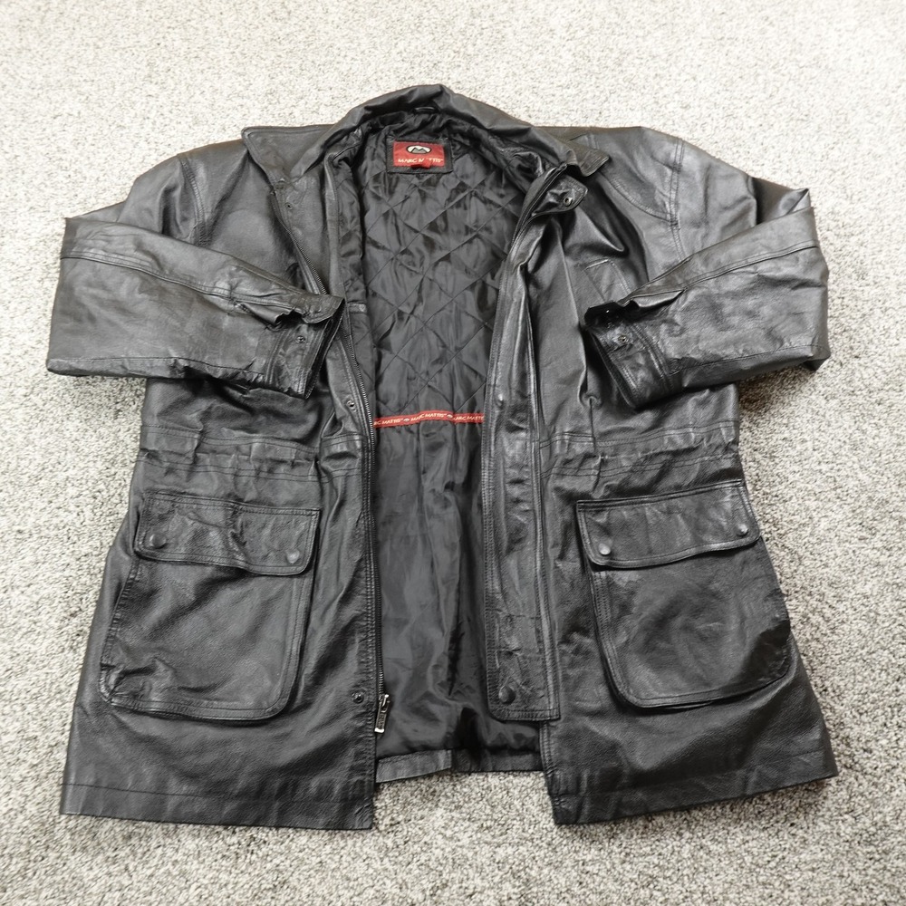 Marc Mattis Jacket‎ Mens L Black Leather Quilted Lined Biker Moto Motorcycle